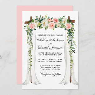 Invitation Aquarelle à canopée mariage couleur rose floral