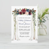 Invitation Aquarelle à canopée mariage Floral Arch Bleu (Debout devant)