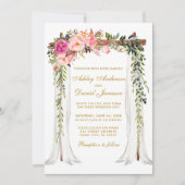 Invitation Aquarelle à canopée mariage Floral Rose Blush Gold (Devant)