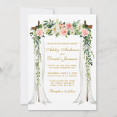 Invitation Aquarelle à canopée mariage Floral Rose Gold (Devant)