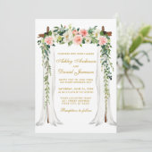 Invitation Aquarelle à canopée mariage Floral Rose Gold (Debout devant)