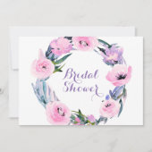 Invitation Aquarelle à couronne florale Fête des mariées élég (Devant)