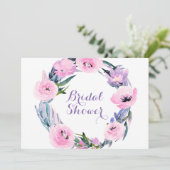 Invitation Aquarelle à couronne florale Fête des mariées élég (Debout devant)