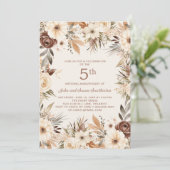Invitation Aquarelle à crème Brown Floral Boho 5e anniversair (Debout devant)