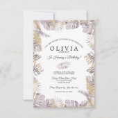 Invitation Aquarelle à feuilles tropicales d'automne Annivers (Devant)