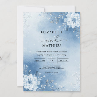 Invitation Aquarelle à fleurs gelées Mariage floral