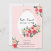 Invitation Aquarelle à fleurs rose or Chasse aux oeufs de bru (Devant)