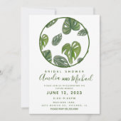 Invitation Aquarelle à la main Monstera et Nuptiale de la feu (Devant)