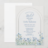 Invitation Aquarelle à la mode bleu fleur sauvage arche de sa (Devant / Derrière)
