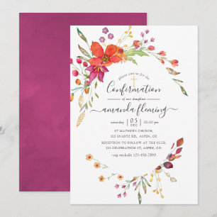 Invitation Aquarelle à l'aquarelle Fleur Sauvage Confirmation