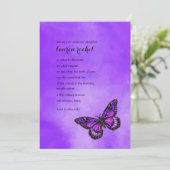 Invitation Aquarelle à papillon de Parties scintillant violet (Debout devant)
