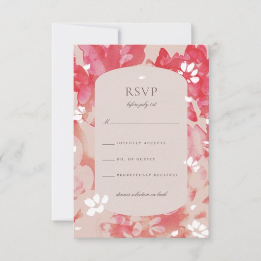 Invitation Aquarelle à perte rose Floral Blush Coral RSVP (Devant)