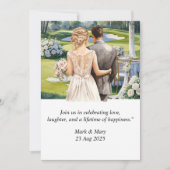 Invitation Aquarelle à thème Mariage de golf (Devant)
