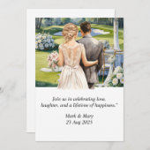 Invitation Aquarelle à thème Mariage de golf (Devant / Derrière)