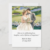 Invitation Aquarelle à thème Mariage de golf (Devant)
