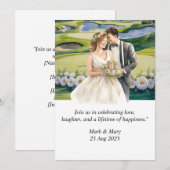 Invitation Aquarelle à thème Mariage de golf (Devant / Derrière)