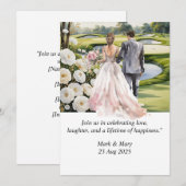 Invitation Aquarelle à thème Mariage de golf (Devant / Derrière)