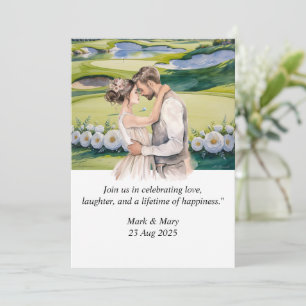 Invitation Aquarelle à thème Mariage de golf