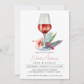 Invitation Aquarelle à vin de fleurs | Anniversaire des femme (Devant)