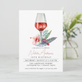 Invitation Aquarelle à vin de fleurs | Anniversaire des femme (Debout devant)