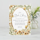 Invitation Aquarelle Abee Jaune Floral Baby shower neutre (Debout devant)