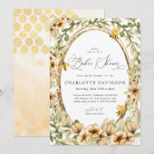 Invitation Aquarelle Abee Jaune Floral Baby shower neutre (Devant / Derrière)