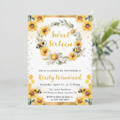 Invitation Aquarelle Abeille d'été et tournesols doux 16 (Debout devant)