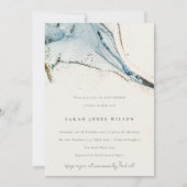 Invitation Aquarelle Abstraite Baby shower de plage bleu or (Devant)