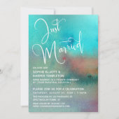 Invitation Aquarelle Abstraite Colorée Écriture "Juste Mariés (Devant)