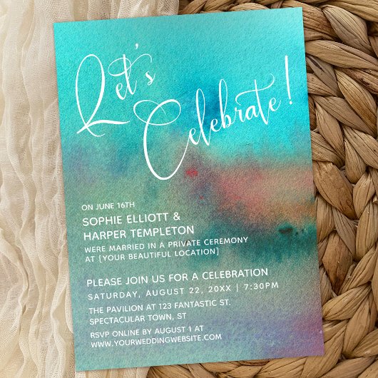 Invitation Aquarelle Abstraite Colorée Fêtons !