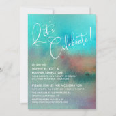 Invitation Aquarelle Abstraite Colorée Fêtons ça ! (Devant)