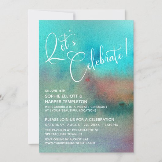 Invitation Aquarelle Abstraite Colorée Fêtons Cela ! (Devant)