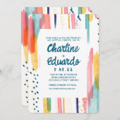 Invitation Aquarelle Abstraite couleur Mariage de brosse (Devant / Derrière)
