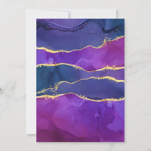 Invitation Aquarelle Abstraite Encre Fuchsia Rose violet or (Dos)