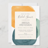 Invitation Aquarelle Abstraite Fête des mariées jaune Turquoi (Devant)