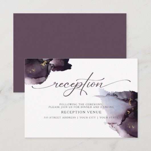 Invitation Aquarelle Abstraite mauve de bruyère (Devant / Derrière)