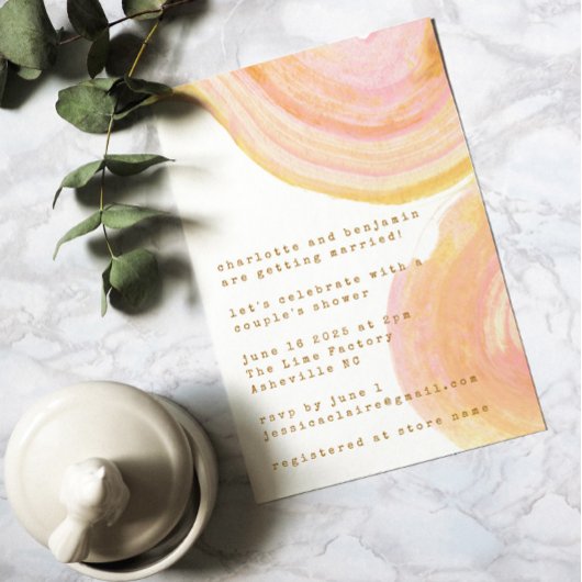 Invitation Aquarelle Abstraite Paint Swirl Couples Douche