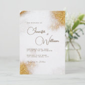 Invitation Aquarelle Abstraite Parties scintillant or luxe él (Debout devant)