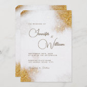 Invitation Aquarelle Abstraite Parties scintillant or luxe él (Devant / Derrière)