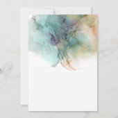 Invitation Aquarelle Abstraite pêche et Mariage vert (Dos)