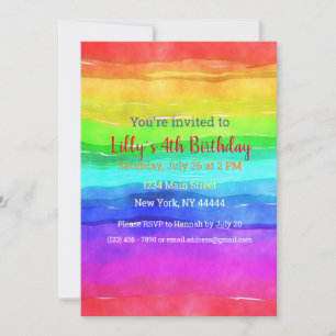 Invitation Aquarelle Abstraite Peint Stripes Arc-en-ciel.    