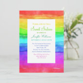 Invitation Aquarelle Abstraite Peint Stripes Arc-en-ciel. (Debout devant)