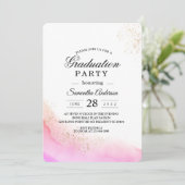 Invitation Aquarelle Abstraite Pinceau rose et or (Debout devant)