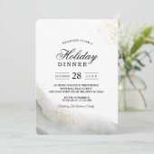 Invitation Aquarelle Abstraite Pinceau vert et or (Debout devant)