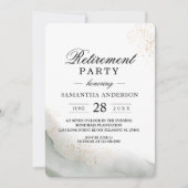 Invitation Aquarelle Abstraite Pinceau vert et or (Devant)