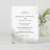 Invitation Aquarelle Abstraite Pinceau vert et or (Debout devant)