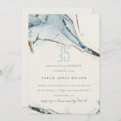 Invitation Aquarelle Abstraite Plage d'or bleu Anniversaire (Devant / Derrière)