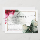 Invitation Aquarelle Abstraite rose et verte (Devant)