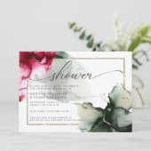 Invitation Aquarelle Abstraite rose et verte (Debout devant)