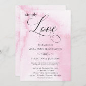 Invitation *~* Aquarelle Abstraite rose pâle Mariage moderne (Devant / Derrière)